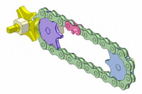 [Mô phỏng cơ cấu cơ khí] Bộ truyền xích 3D