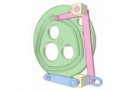 [Mô phỏng cơ cấu cơ khí] Cơ cấu biến chuyển động quay liên tục thành lắc 90 độ về hai phía có dừng 1